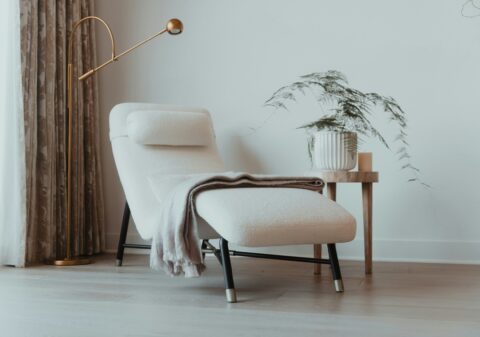 a chair and a table in a room